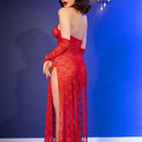 VESTIDO DE RENDA E TANGA CR-4853 VERMELHO CHILIROSE
