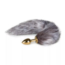 PLUG ANAL DOURADO Nº5 EASYTOYS COM CAUDA RAPOSA CINZENTA