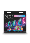 KIT DE 3 PLUGS COM PEDRA FORMA DE CORAÇÃO