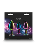 KIT DE 3 PLUGS COM PEDRA FORMA DE CORAÇÃO