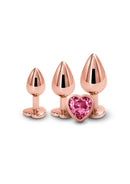 KIT DE 3 PLUGS COM PEDRA FORMA DE CORAÇÃO