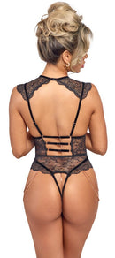 BODY EM RENDA PRETA ABERTO
