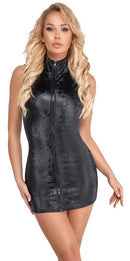MINI VESTIDO PRETO EFEITO PELE COBRA