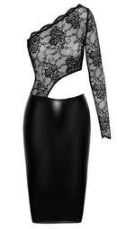 VESTIDO EM VINIL E RENDA