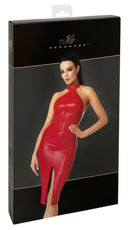 VESTIDO VERMELHO COMPRIDO EM VINIL