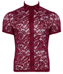 CAMISOLA VERMELHA EM RENDA FLORAL