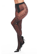 COLLANTS PRETOS COM PADRÃO FLORAL DE LADO