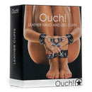 ALGEMAS PARA OS PULSOS E TORNOZELOS OUCH! LEATHER HAND AND LEG CUFFS PRETAS