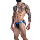 JOCKSTRAP PRETO COM AZUL ROYAL BRILHANTE