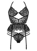 CORPETE E TANGA LACE TEMPTATION PRETO BEAUTY NIGHT FASHION