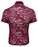 CAMISOLA VERMELHA EM RENDA FLORAL