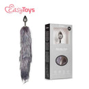 PLUG ANAL PRATEADO EASYTOYS COM CAUDA RAPOSA CINZENTA