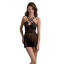 CAMISA DE NOITE E TANGA SELAGINELLA PRETO ECO COLLECTION PASSION