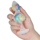 PLUG ANAL GEMORIA EM SILICONE COM ESFERAS DE CRISTAL
