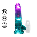 VIBRADOR TRANSPARENTE COM LED E TESTÍCULOS 6" / 15 CM