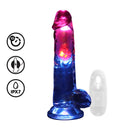 VIBRADOR TRANSPARENTE COM LED E TESTÍCULOS 8" / 20 CM