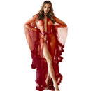 ROBE BORDÔ COMPRIDO COM PLUMAS