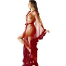 ROBE BORDÔ COMPRIDO COM PLUMAS