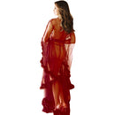 ROBE BORDÔ COMPRIDO COM PLUMAS