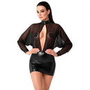 MINI VESTIDO EM VINIL E TULE TRANSPARENTE