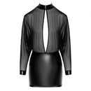 MINI VESTIDO EM VINIL E TULE TRANSPARENTE