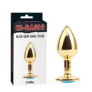 PLUG ANAL DOURADO COM BRILHANTE AZUL