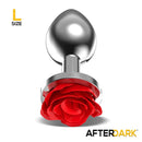 PLUG ANAL DE METAL COM ROSA VERMELHA