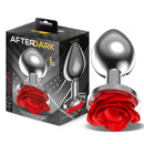 PLUG ANAL DE METAL COM ROSA VERMELHA