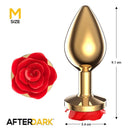 PLUG ANAL DE METAL DOURADO COM ROSA VERMELHA