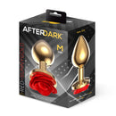 PLUG ANAL DE METAL DOURADO COM ROSA VERMELHA