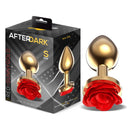 PLUG ANAL DE METAL DOURADO COM ROSA VERMELHA