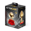 PLUG ANAL DE METAL DOURADO COM ROSA VERMELHA