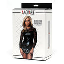 MINI VESTIDO PRETO EM VINIL COM RENDA