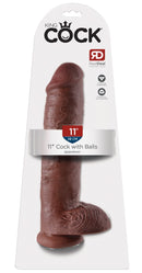 DILDO REALÍSTICO COM TESTÍCULOS KING COCK 11”