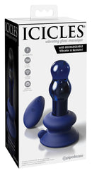 PLUG ANAL EM VIDRO COM VIBRAÇÃO ICICLES AZUL Nº83