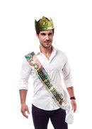 FAIXA "O REI DA FESTA" COM COROA