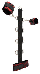 CONJUNTO DE BONDAGE COLAR COM PUNHOS VERMELHOS