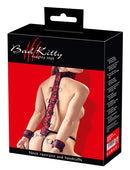CONJUNTO DE BONDAGE COLAR COM PUNHOS VERMELHOS