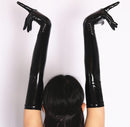 LUVAS PVC BRILHANTE PRETAS LONGAS
