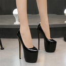 SAPATO DE SALTO ALTO 17CM BRILHANTE PRETO
