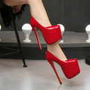SAPATO DE SALTO ALTO 17CM BRILHANTE VERMELHO