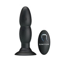 ANAL PLUG PRETO COM VIBRAÇÃO E ROTAÇÃO COM COMANDO E CARREGADOR USB