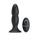 ANAL PLUG PRETO COM VIBRAÇÃO E ROTAÇÃO COM COMANDO E CARREGADOR USB