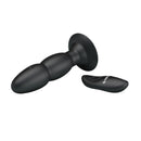 ANAL PLUG PRETO COM VIBRAÇÃO E ROTAÇÃO COM COMANDO E CARREGADOR USB