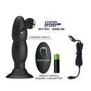 ANAL PLUG PRETO COM VIBRAÇÃO E ROTAÇÃO COM COMANDO E CARREGADOR USB