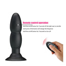 ANAL PLUG PRETO COM VIBRAÇÃO E ROTAÇÃO COM COMANDO E CARREGADOR USB