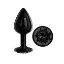 PLUG ANAL METÁLICO PRETO COM JOIA PRETA