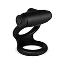 DOUBLE COCKRING WITH VIBRATING BULLET USB SILICONE BLACK