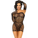 MINI VESTIDO EM REDE COM LUVAS TAM. ÚNICO