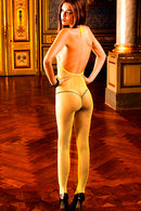 CATSUIT ABERTO EM REDE AMARELO NEON